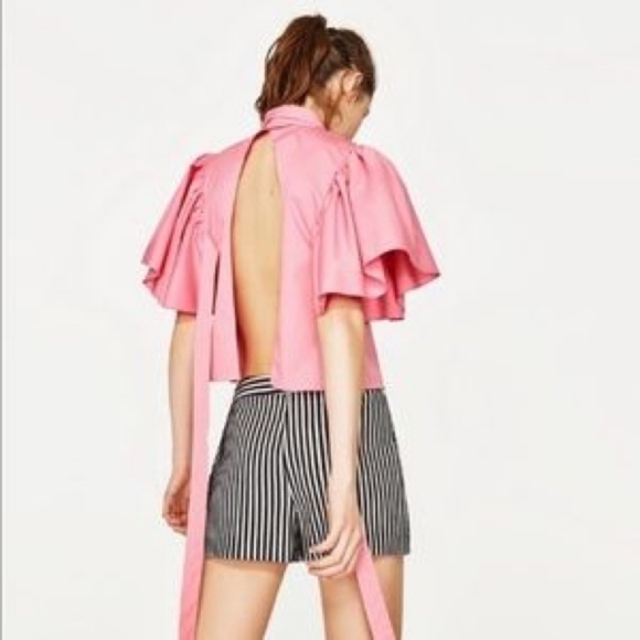 Zara | Tops | Zara Pink Puff Sleeve 